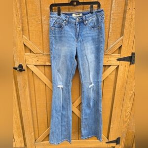 Classic Light Blue Distressed Flare Jeans